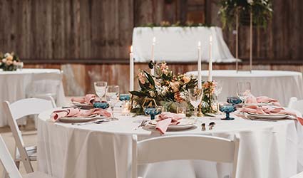 Wedding table setting at The Venue at Maloney's, the best wedding and event venue in Kaukauna